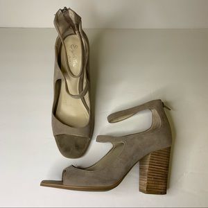 Seychelles Suede Leather Strappy Wood Heels